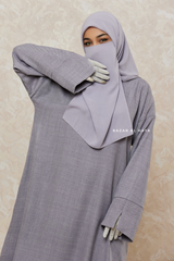 Silver Rahima Loose Fit Comfy Abaya With Pockets - Leon