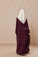 Mulberry Fathiya Open Front Abaya In Nida - Relaxed Fit