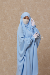 Hoor Baby Blue - Two Piece Jilbab With Skirt- Long & Loose