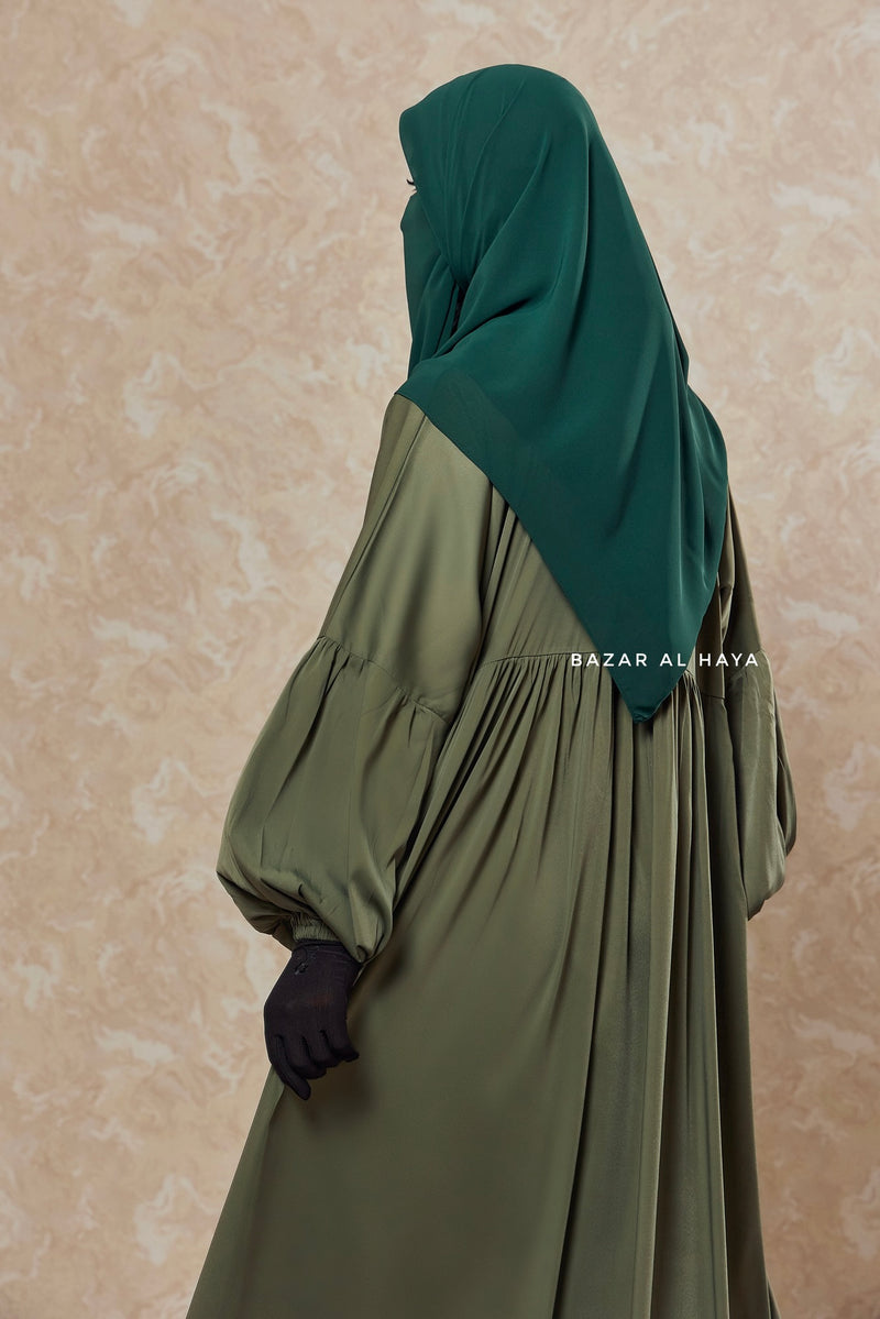 Olive Muna 2 Loose Fit Summer Abaya Dress - Sheen Kharir