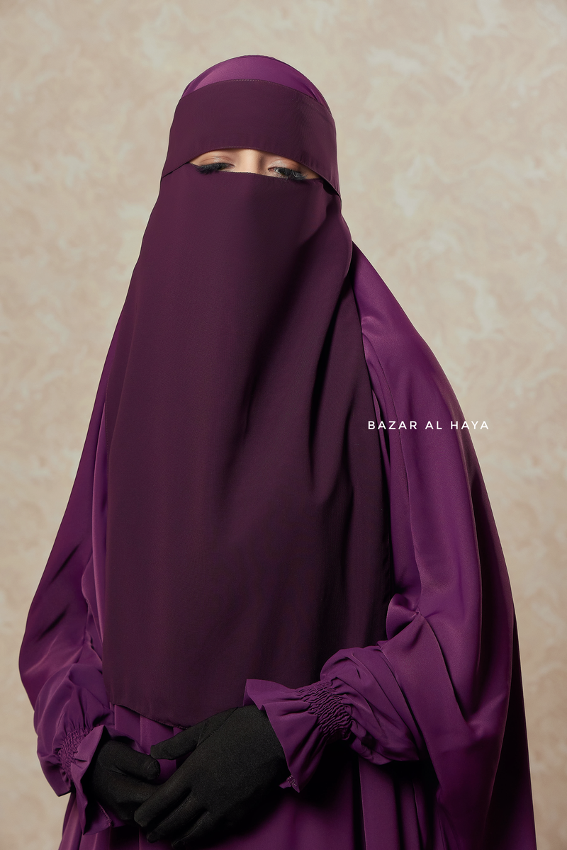 Plum Flap Single Niqab - Super Breathable Veil - Large