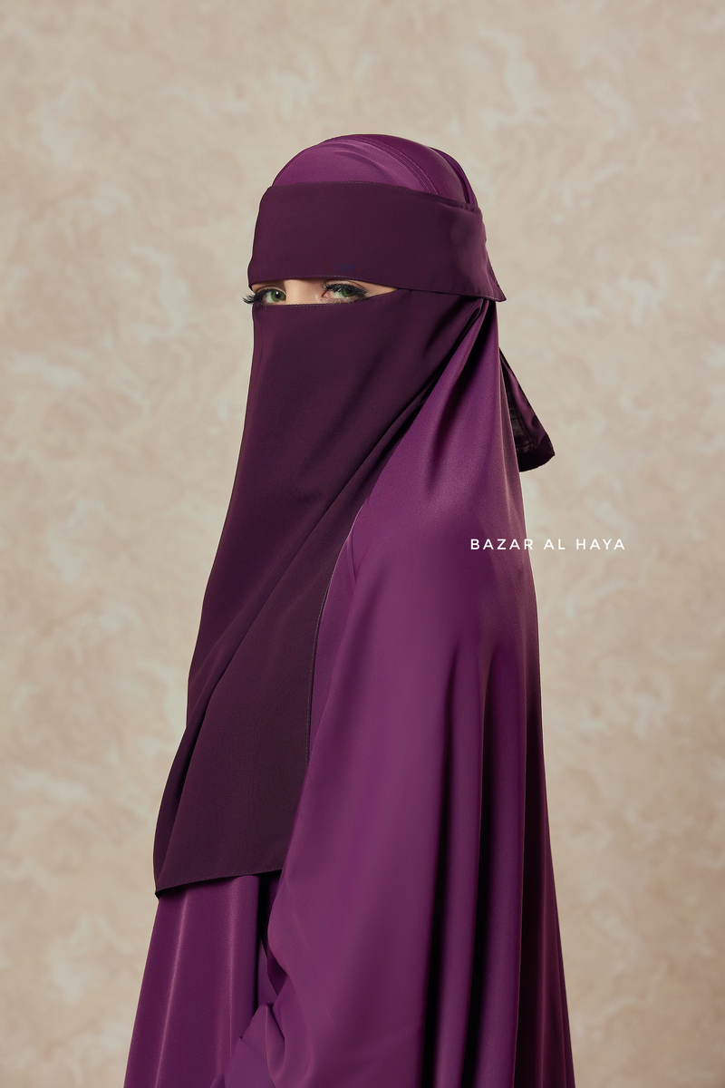 Plum Flap Single Niqab - Super Breathable Veil - Large