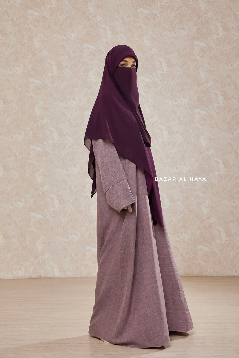 Purple Square Scarf With Half Niqab Set - Super Breathable - Quality