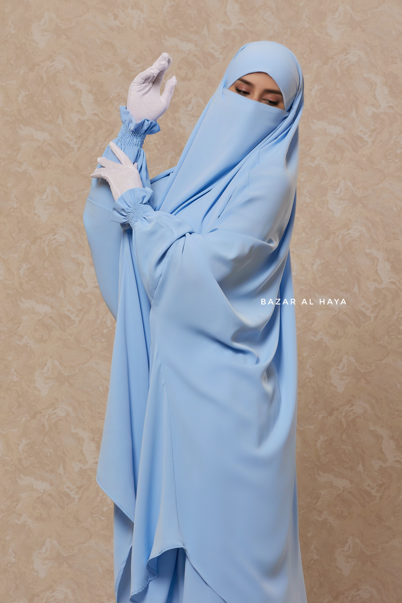 Hoor Baby Blue - Two Piece Jilbab With Skirt- Long & Loose