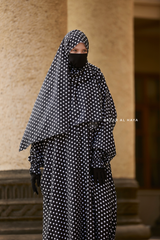 Prayer / Salah Dress One Piece Jilbab Polka Dot 100% Cotton - Super Breathable Comfy Style