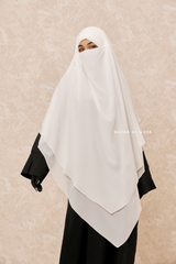 Ivory Pari Two Layered Maxi Diamond Khimar - Crepe Chiffon