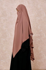 Taupe Rose Long Mubarak Diamond Khimar - Nida Extra Long