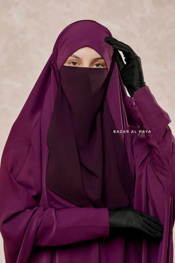 Purple Single Half Niqab - Super Breathable Veil