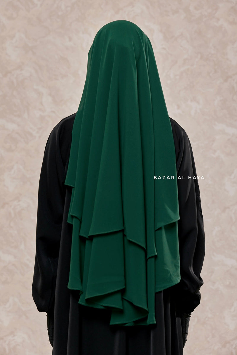 Emerald Two Layer Medium Snap Scarf, Khimar, Cape - Super Soft - 3 in 1