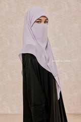 Silver Square Scarf With Half Niqab Set - Super Breathable