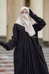 Layla Black Abaya Dress - 100% Cotton Summer Relaxed Fit Dress With Pockets