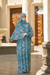 Azure Print Prayer / Salah Dress 2 - Super Breathable In 100% Cotton