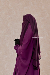 Purple Two Layer Flap Niqab - Premium Wool Chiffon - Medium