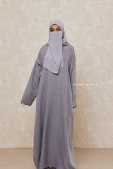 Silver Rahima Loose Fit Comfy Abaya With Pockets - Leon