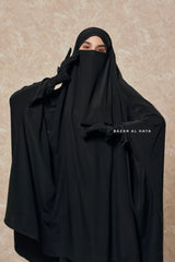 Black  Hoor - Two Piece Jilbab With Skirt Set- Nida