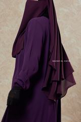 Plum Two Layer Niqab - Premium Wool Chiffon - Medium