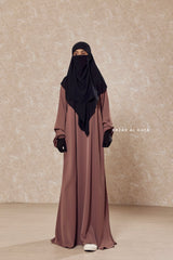 Taupe Rose Salam 2 Abaya - Comfy Style Front Zipper - Nida