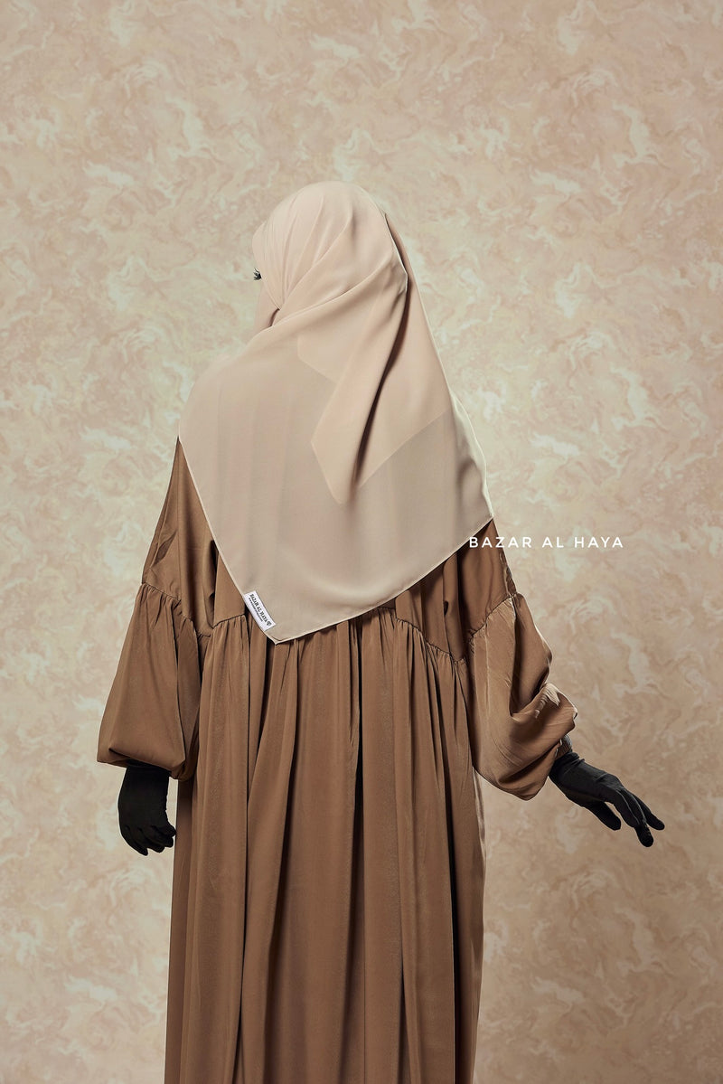 Camel Muna 2 Loose Fit Summer Abaya Dress - Sheen Kharir