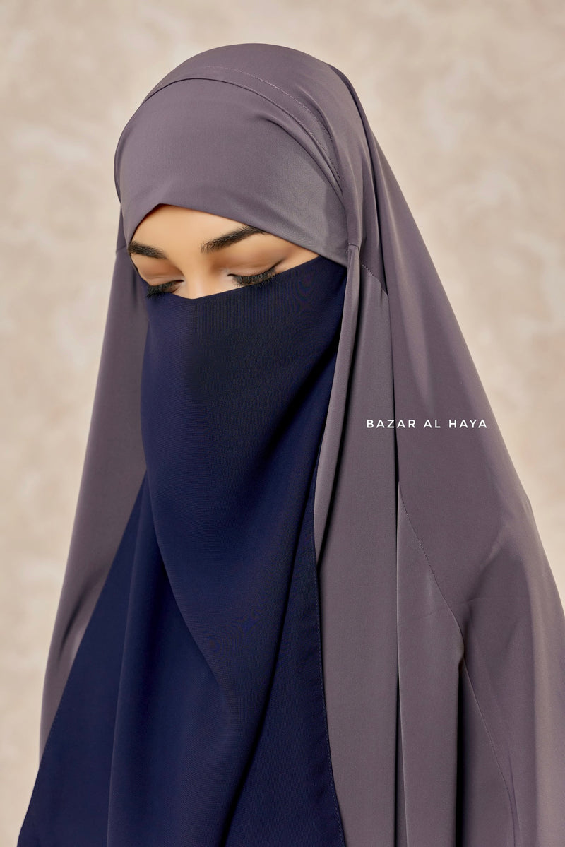 Dark Blue Single Half Niqab - Super Breathable Veil