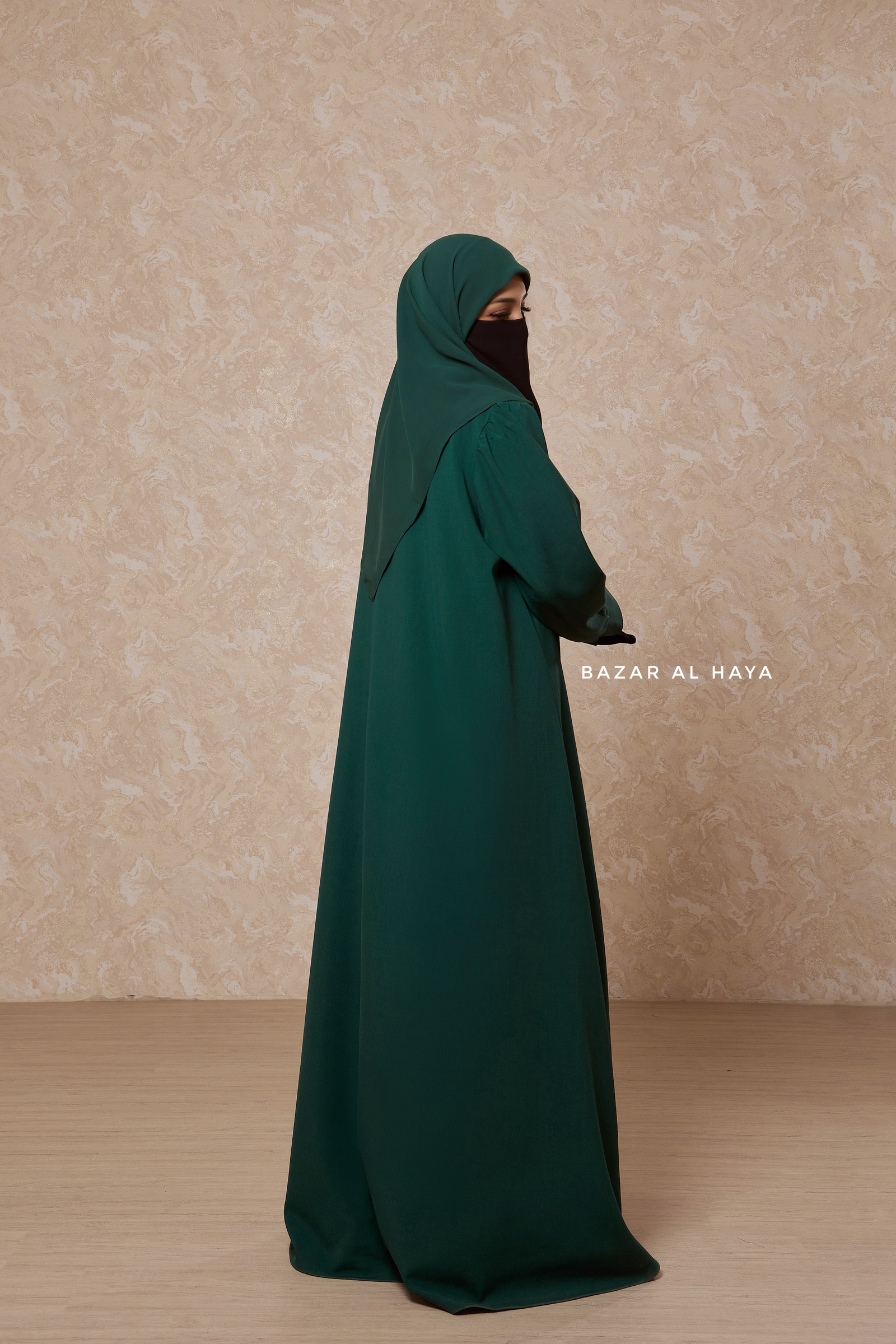 green abaya dress Rania Emerald Half-Placket Button Front & Sleeve Valentineflash25 How To Have Classic Iron on low to Size:UK12-14