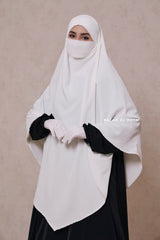 Mubarak Long White Diamond Khimar - Nidha Extra Long