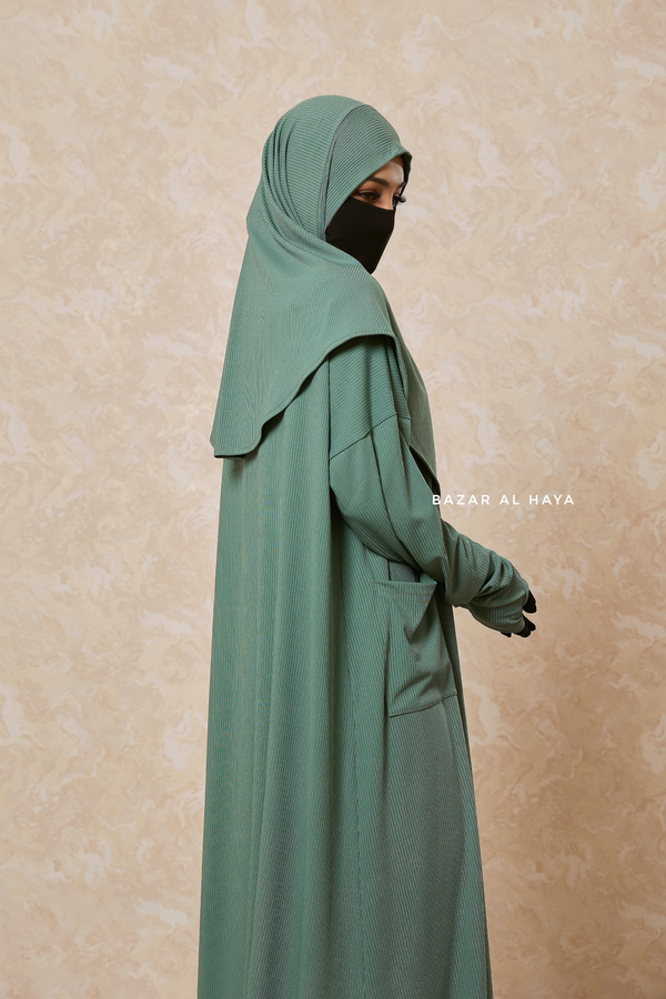 Mint Khawla Premium Corduroy Cotton Two Piece Prayer Dress - Abaya & Khimar