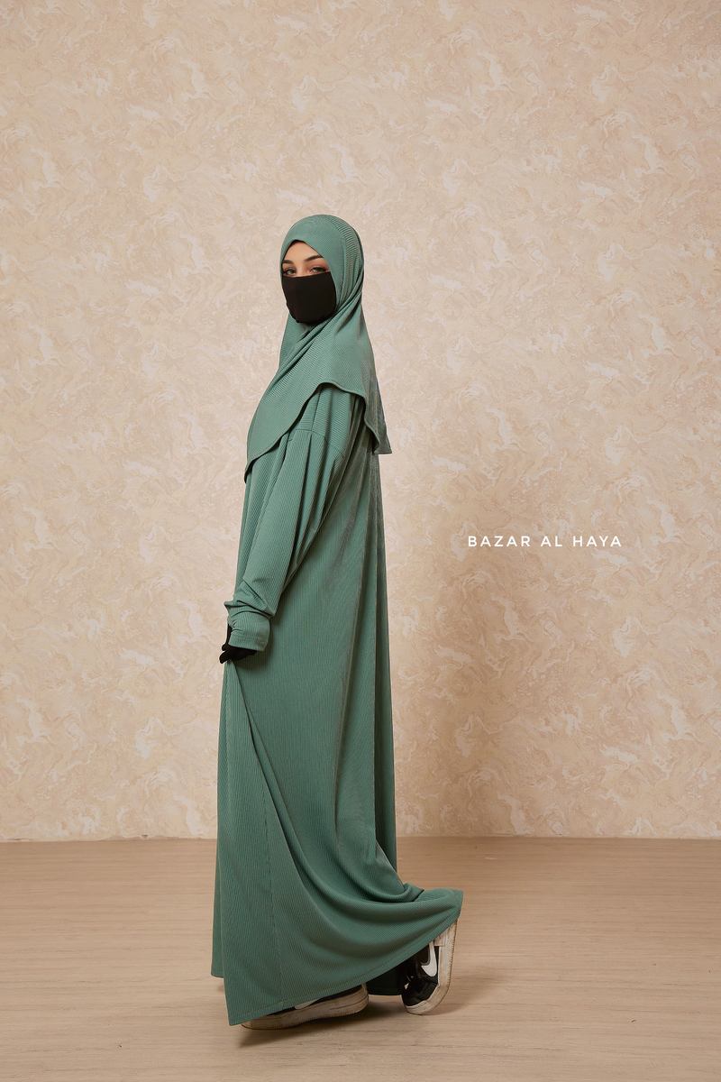 Mint Khawla Premium Corduroy Cotton Two Piece Prayer Dress - Abaya & Khimar