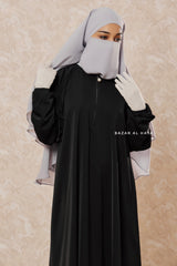 Black Salam 2 Abaya - Comfy Style Front Zipper - Nida