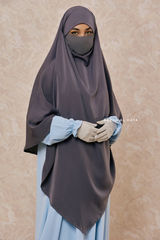 Mubarak Steel Grey Diamond Khimar - Nida Extra Long