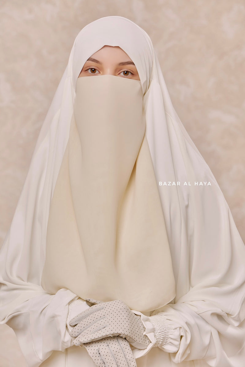 Creme Single Half Niqab - Super Breathable Veil