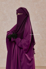 Purple Two Layer Flap Niqab - Premium Wool Chiffon - Medium
