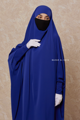 Royal Blue Sarah One Piece Jilbab - Zipper Sleeves - Silk Crepe