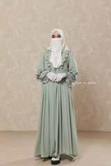 Mint Afsah Ruffle Lightweight Abaya Dress - Breathable Crepe Cotton