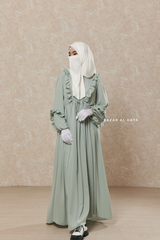 Mint Afsah Ruffle Lightweight Abaya Dress - Breathable Crepe Cotton