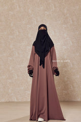 Taupe Rose Salam 2 Abaya - Comfy Style Front Zipper - Nida