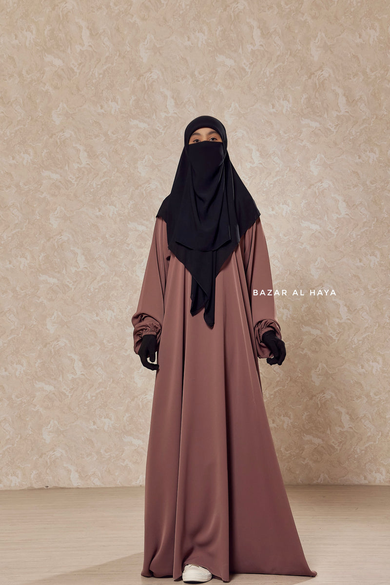 Taupe Rose Salam 2 Abaya - Comfy Style Front Zipper - Nida