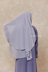 Silver Two Layer Niqab - Premium Wool Chiffon - Medium