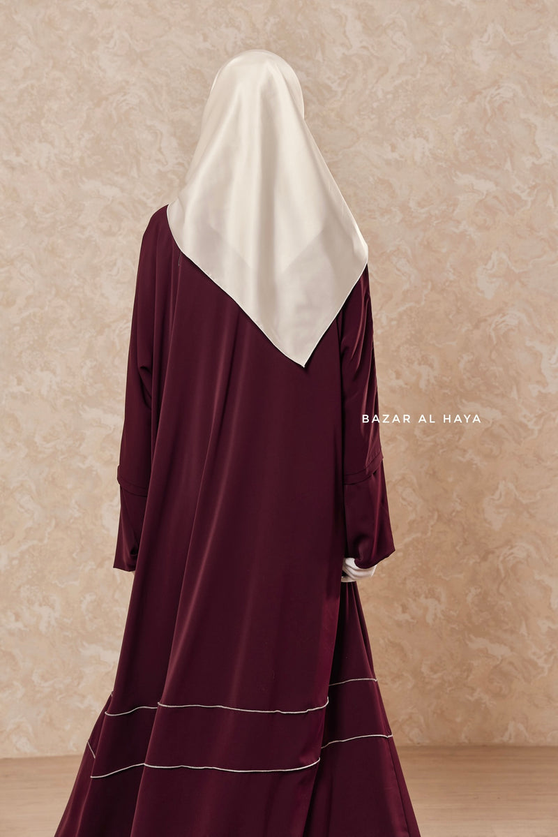 Mulberry Fathiya Open Front Abaya In Nida - Relaxed Fit