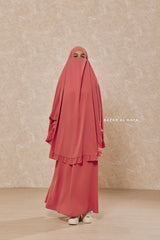 Raspberry Ibadah Pink Two-piece Jilbab with Skirt, Haj, Umrah Garment & Prayer Set