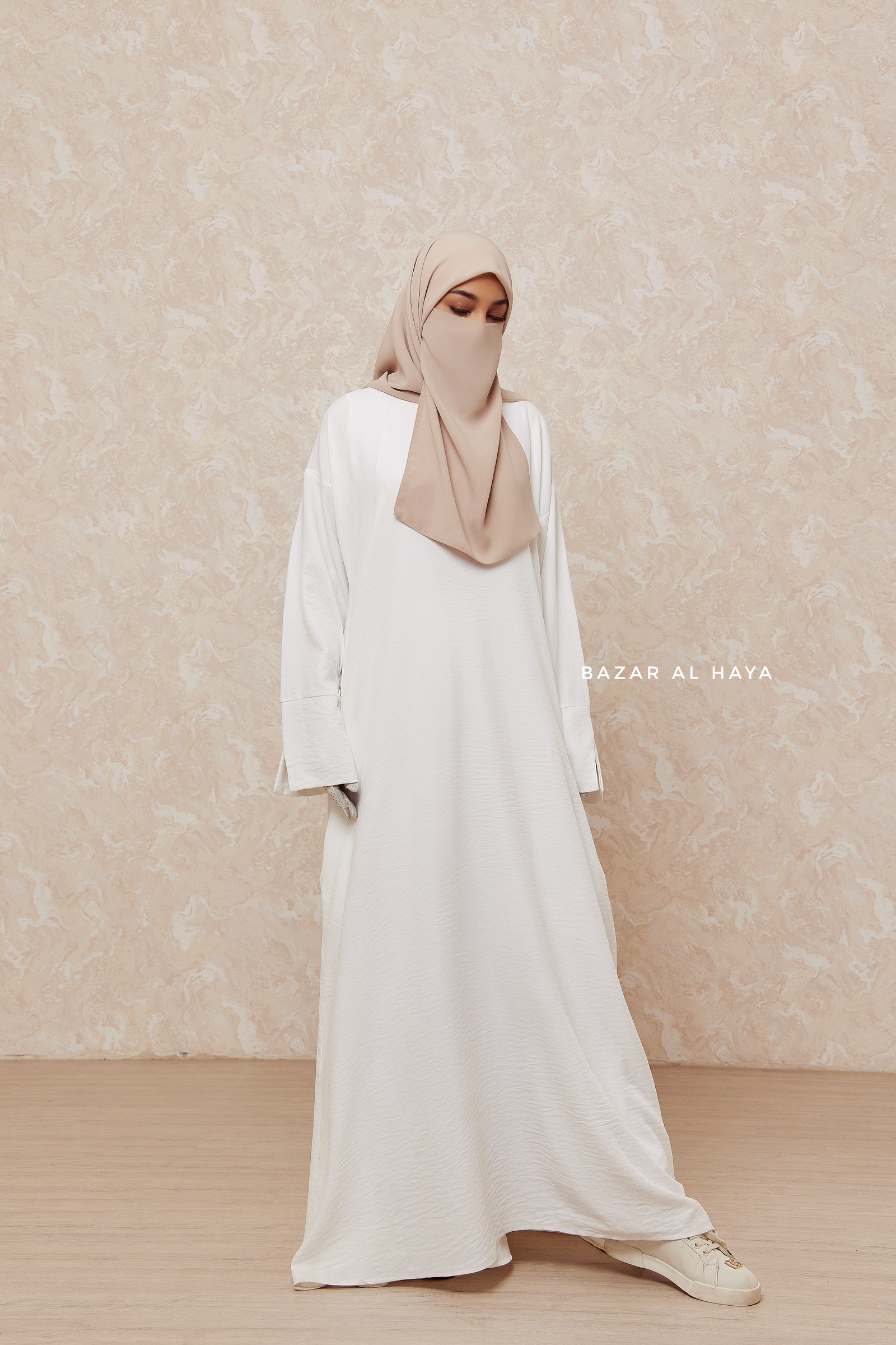 Ivory Rahima Loose Fit Comfy Abaya With Pockets