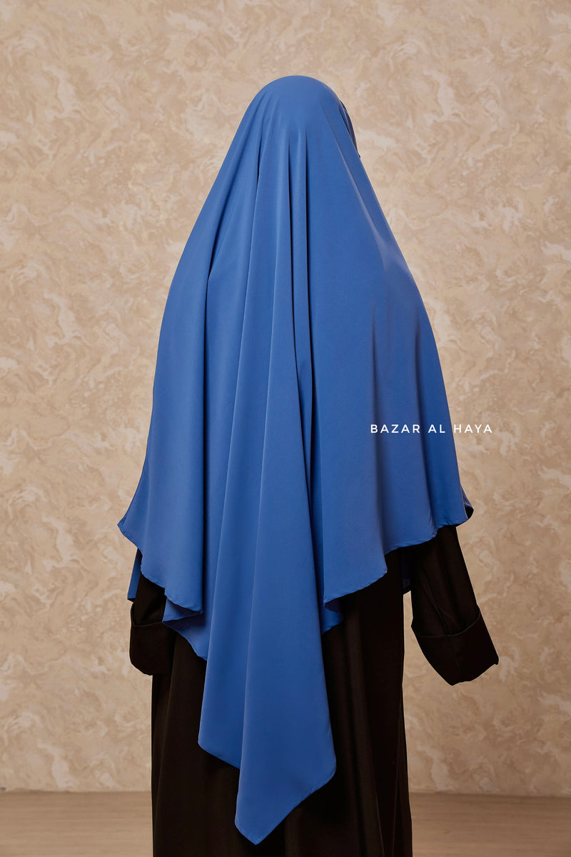 Mubarak Diamond Khimar In Steel Blue - Nida Extra Long