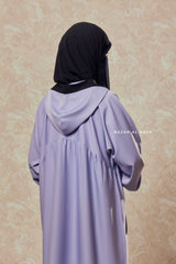 Kalina Lilac Hooded Abaya Dress With Pockets - Silk Crepe