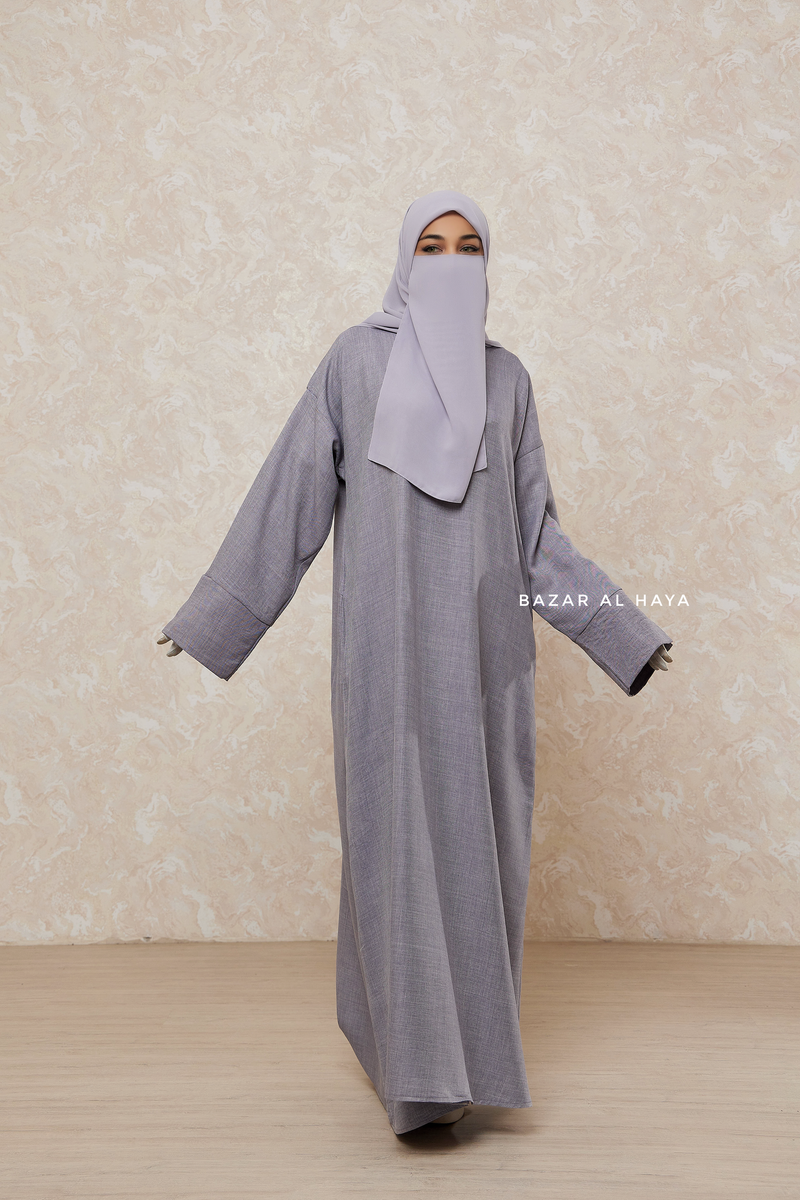Silver Rahima Loose Fit Comfy Abaya With Pockets - Leon
