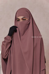 Mubarak Taupe Rose Diamond Khimar - Nida Extra Long