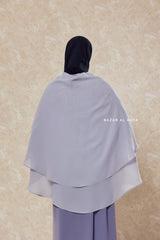 Silver Two Layered Three -In- One Snap Scarf, Khimar, Cape - Medium