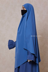 Steel Blue Mubarak Diamond Khimar - Nida Extra Long