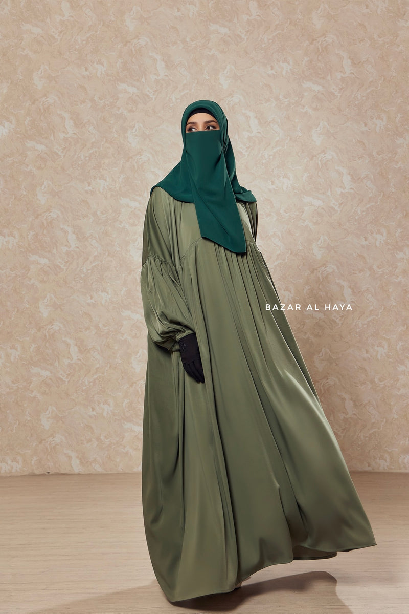 Olive Muna 2 Loose Fit Summer Abaya Dress - Sheen Kharir