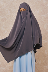 Mubarak Steel Grey Diamond Khimar - Nida Extra Long