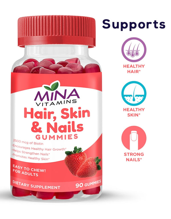 Halal Mina Hair & Skin Vitamins - Vegetarian, Non-GMO, Gluten Free 90ct