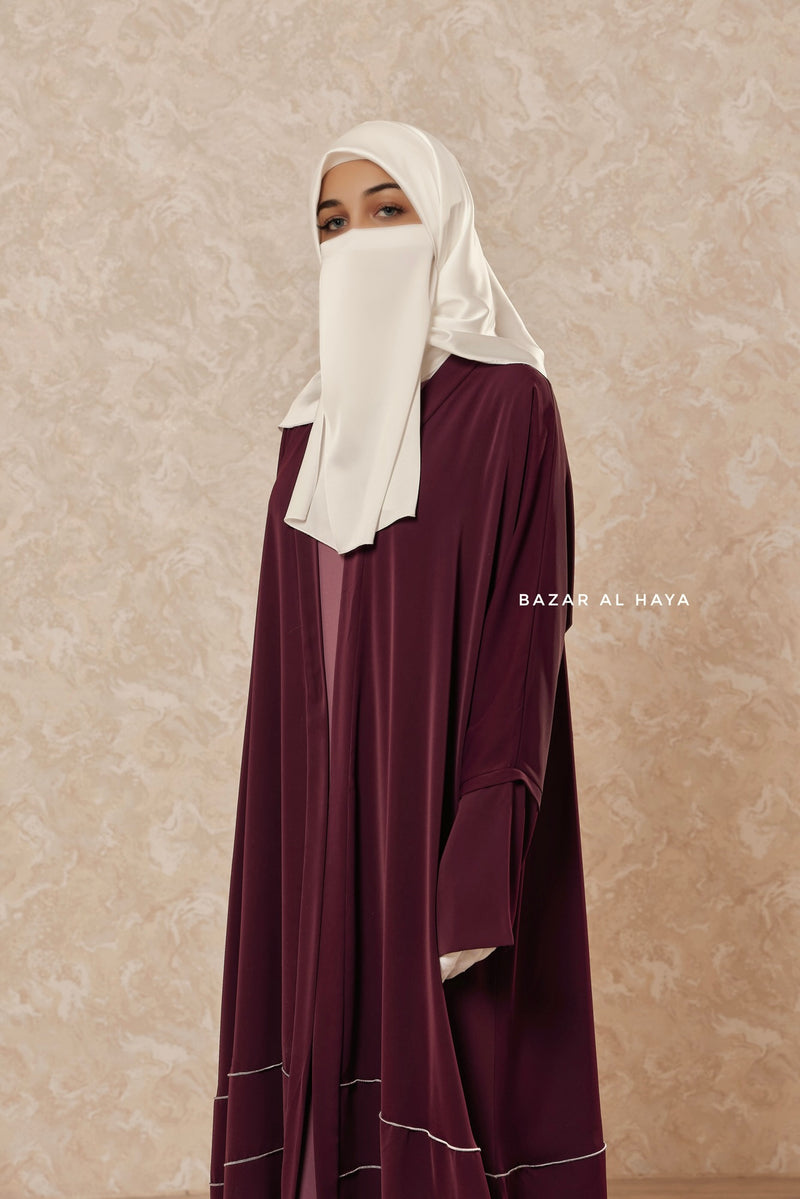 Mulberry Fathiya Open Front Abaya In Nida - Relaxed Fit